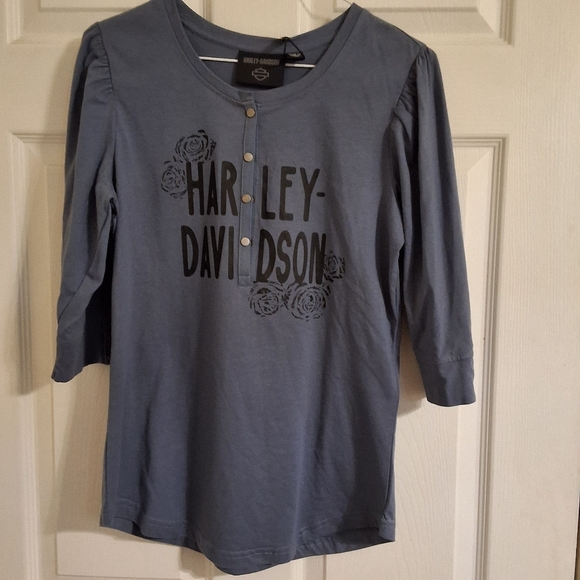 Harley-Davidson Tops - NWT HARLEY DAVIDSON KNIT BLUE SHIRT